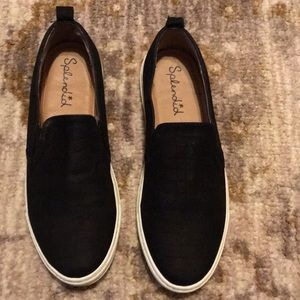 Splendid Black Croc Embossed Slip On Sneaker 10M